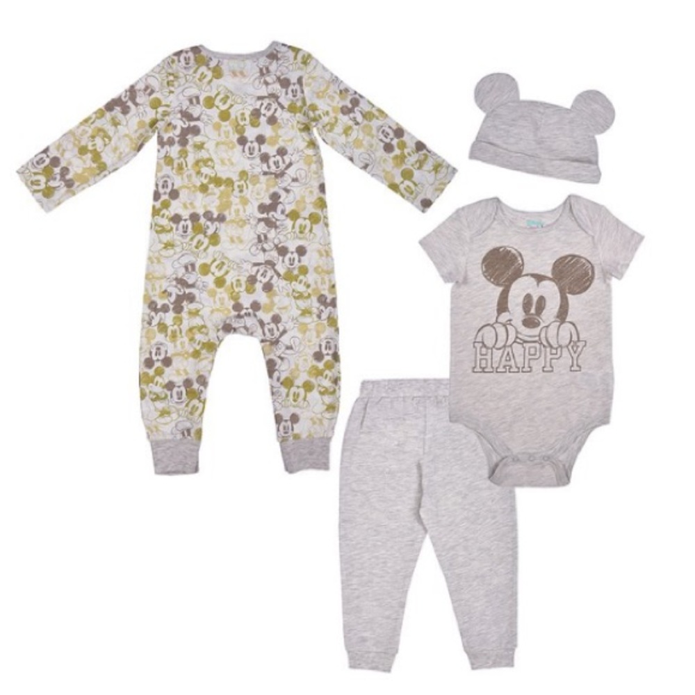 Disney’s Mickey Mouse off White Playsuit Set of 4 Gender Neutral